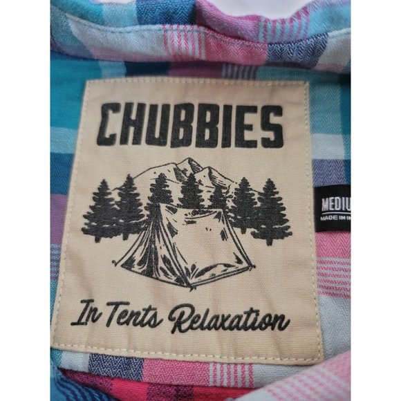 Chubbies Men's M Multi Color Plaid 1/4 Button up Long Sleeves - Picture 4 of 7